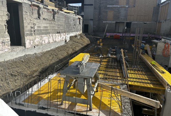 Die Bodenplatte wurde betoniert