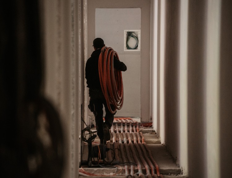 Fußbodenheizung wird verlegt