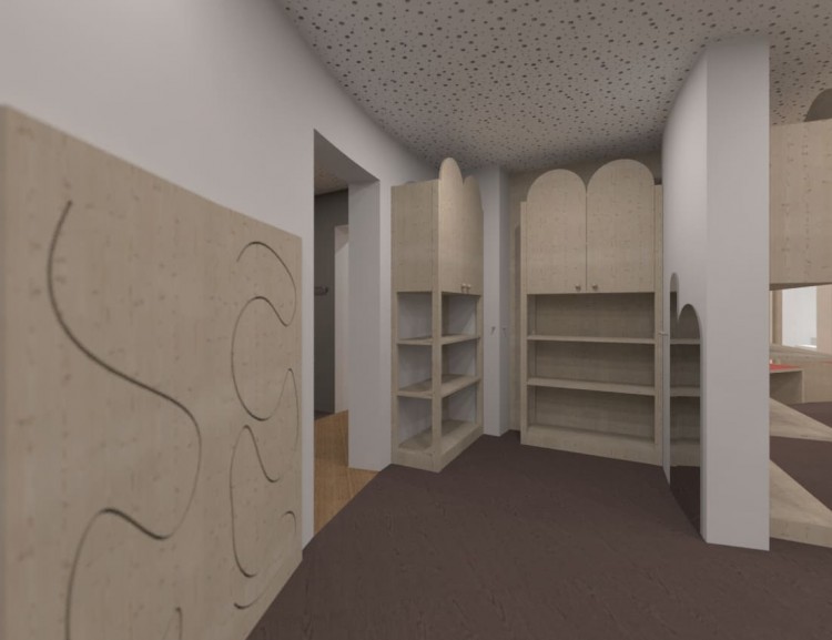 Ablageflächen und Spiele an der Wand © inprettygoodshape.com