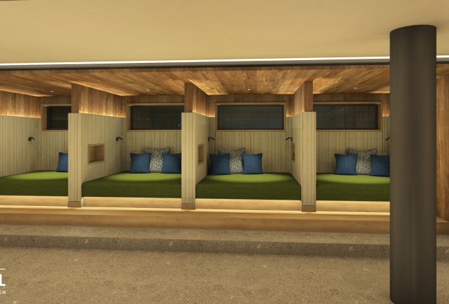 Die Liegewiese im Indoor Pool