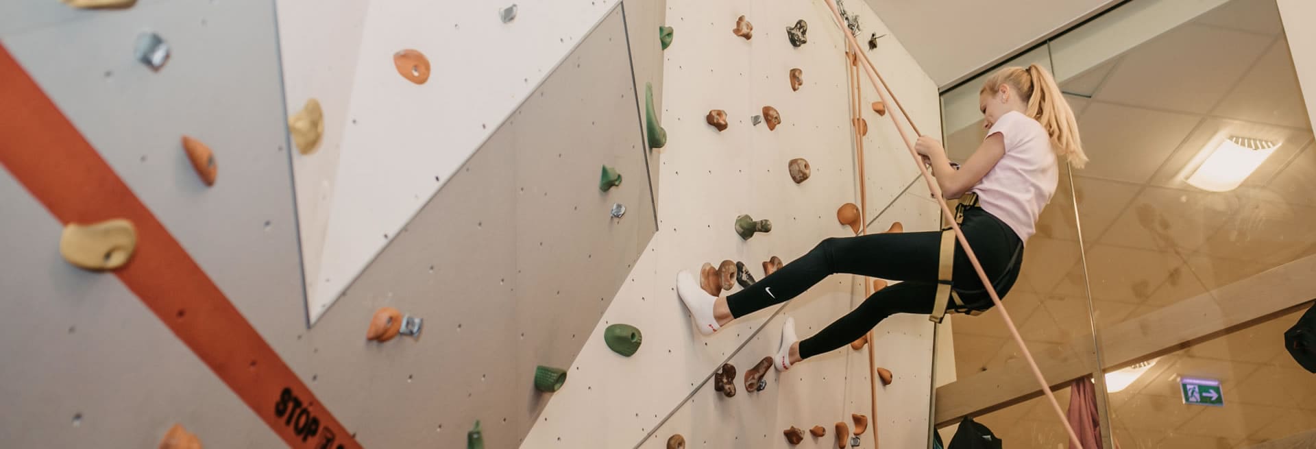 6 meter high climbing wall in the WASTL-Arena, family vacation in Filzmoos