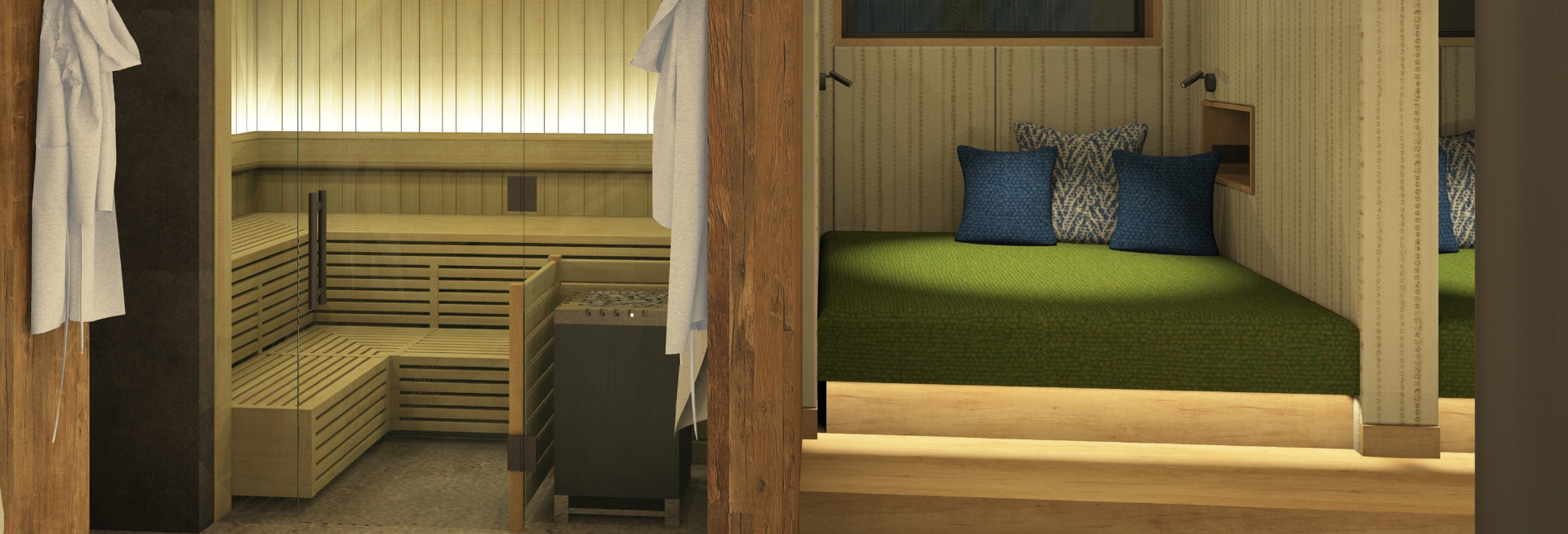 Relaxing sauna time for the whole family
