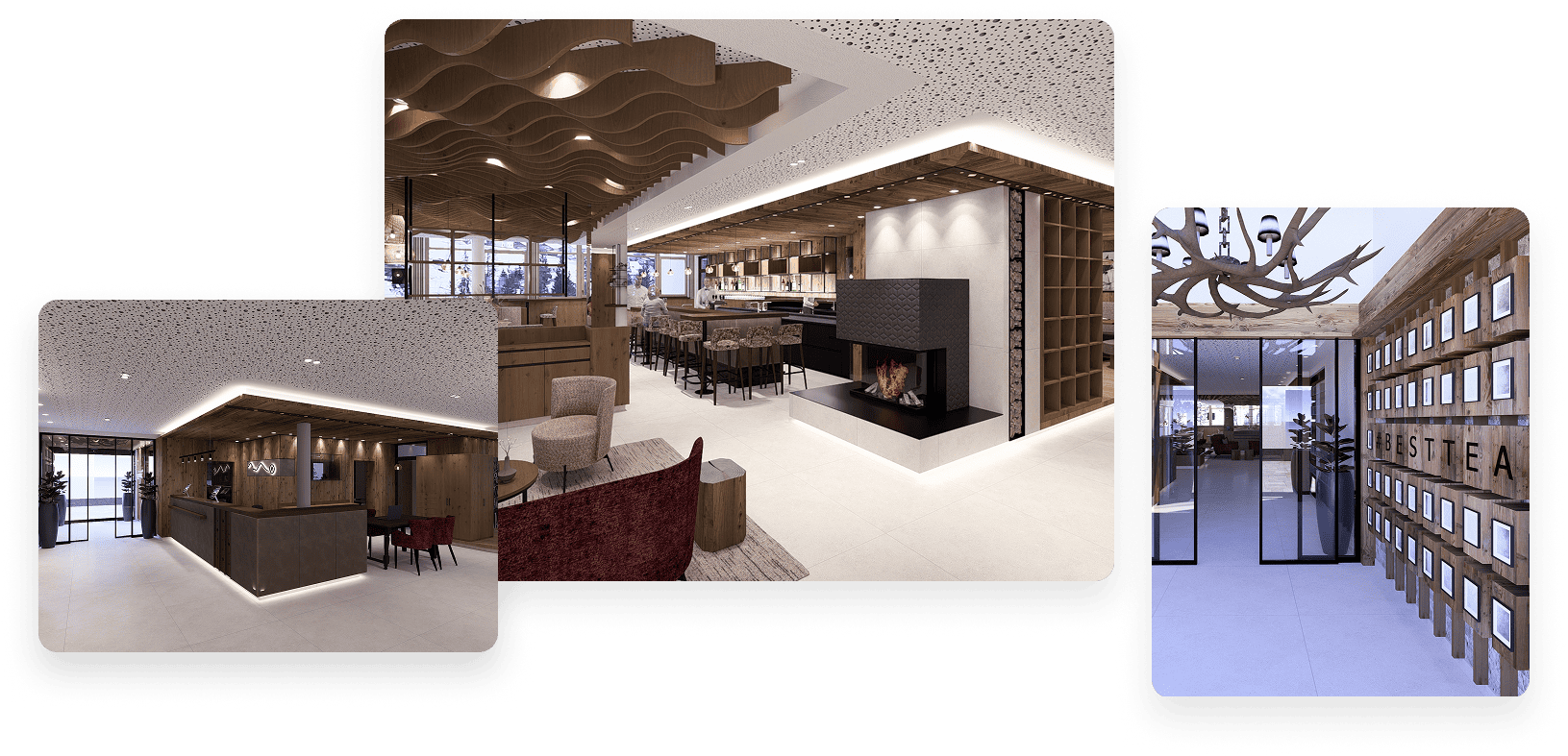 Visualisierungen der öffentlichen Bereiche © Voglauer Hotel Concept