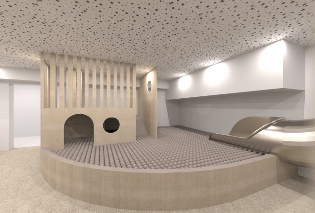 The slide leads into the ball pit. © IN PRETTY GOOD SHAPE