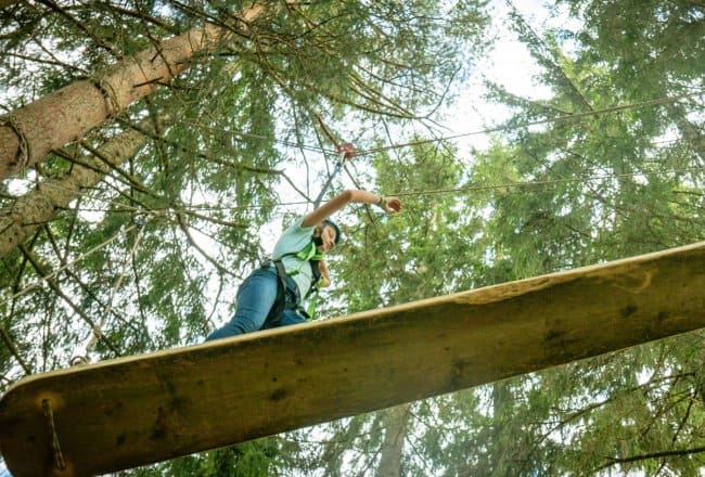 Climbing on a wooden element