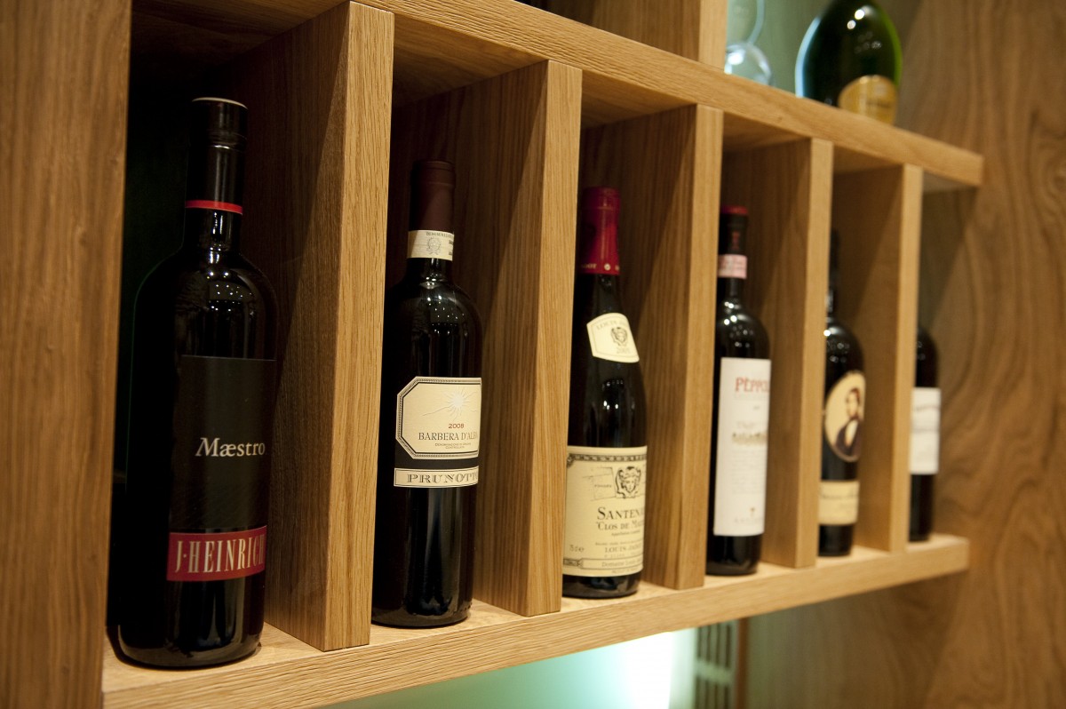 A selection of good wines in our wine rack.