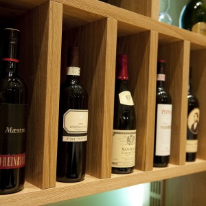 A selection of good wines in our wine rack.